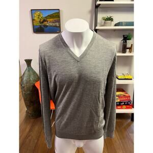 Zegna Cashmere/Silk V-Neck Pullover Sweater in Light Grey - Size 56/XXL